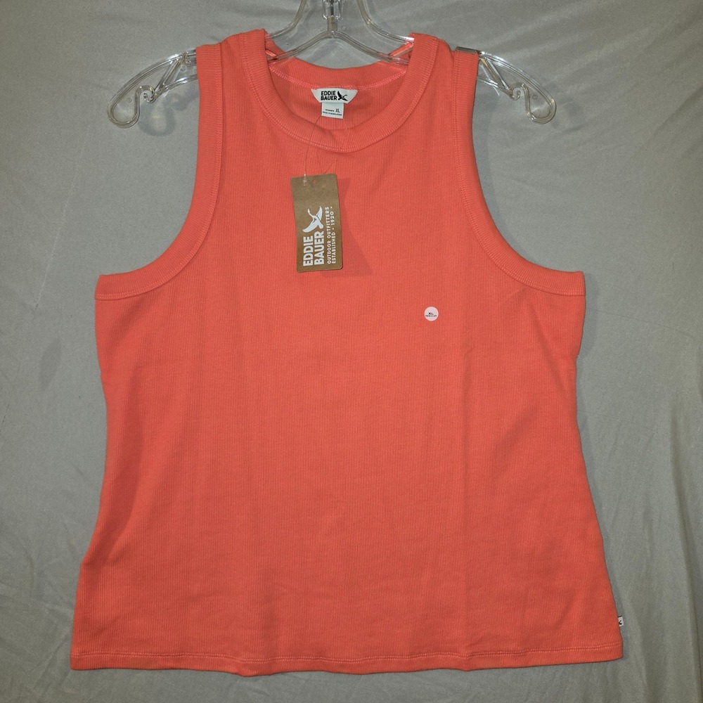 Eddie Bauer Essential Rib Tank XL Womens Blossom Coral Orange Sleeveless 5876